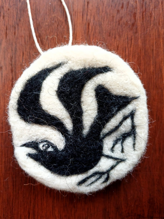 Crow on White Hanging Decoration
