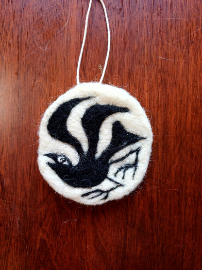 Crow on White Hanging Decoration
