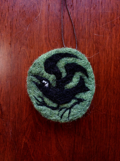 Crow on Green Hanging Decoration