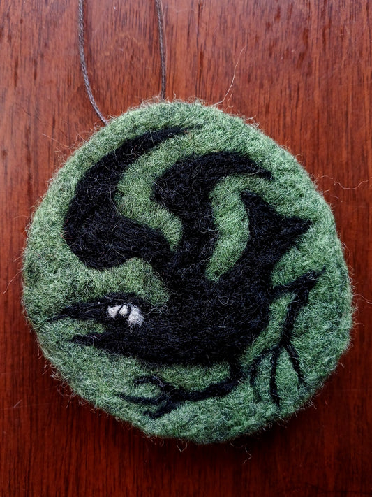 Crow on Green Hanging Decoration