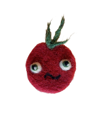Emotional Tomato Brooch - Confused