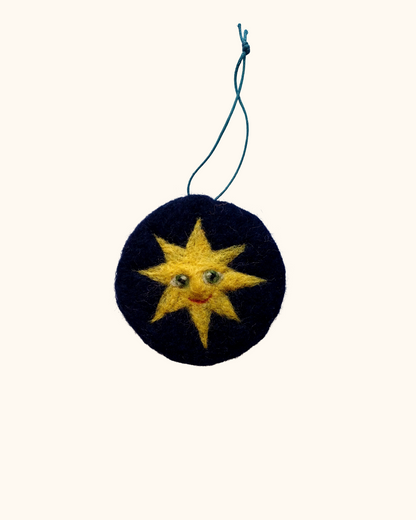 Wonky Sun on Blue Hanging Decoration