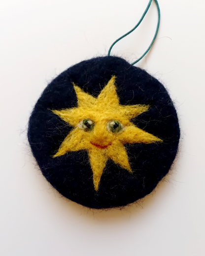 Wonky Sun on Blue Hanging Decoration