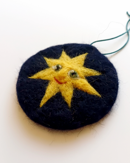 Wonky Sun on Blue Hanging Decoration