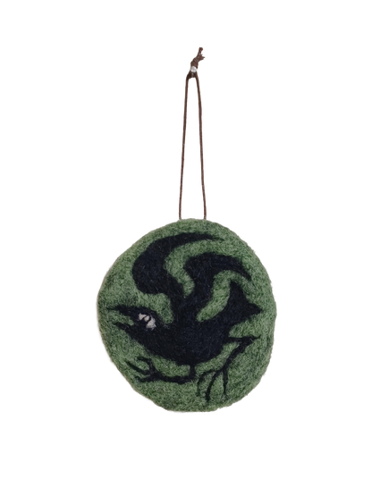 Crow on Green Hanging Decoration