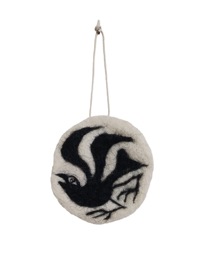 Crow on White Hanging Decoration