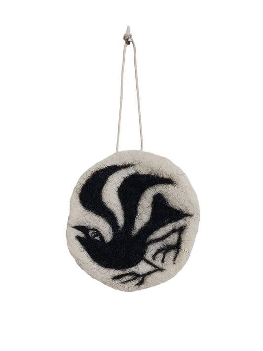 Crow on White Hanging Decoration