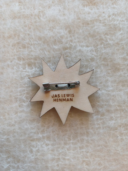 Wooden Star Brooch with Felt Eye